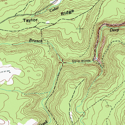 Topographic Map of Mowbray Creek, TN