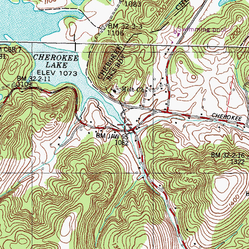 Topographic Map of Moyer Branch, TN