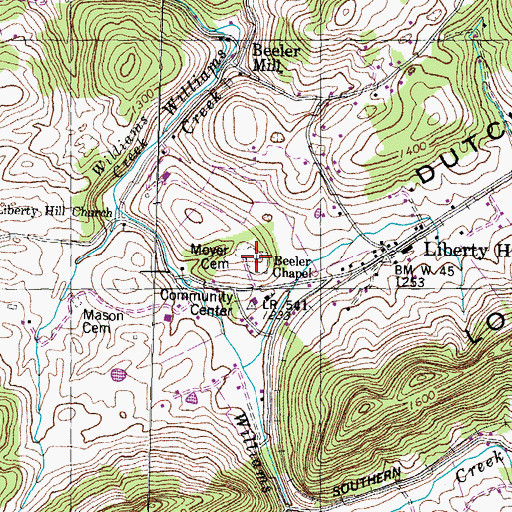 Topographic Map of Moyer Cemetery, TN