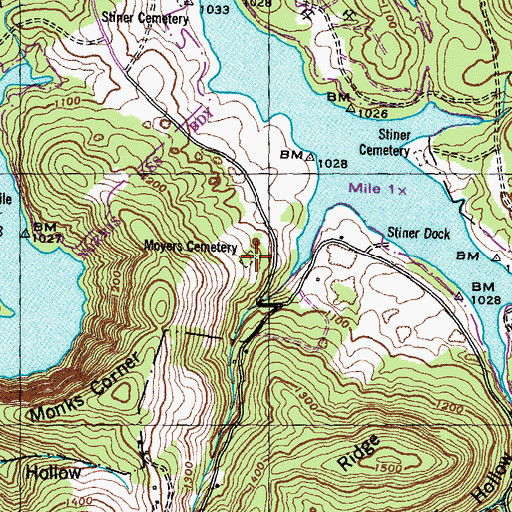 Topographic Map of Moyers Cemetery, TN