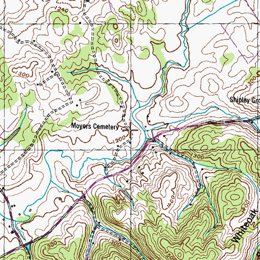 Topographic Map of Moyers Cemetery, TN