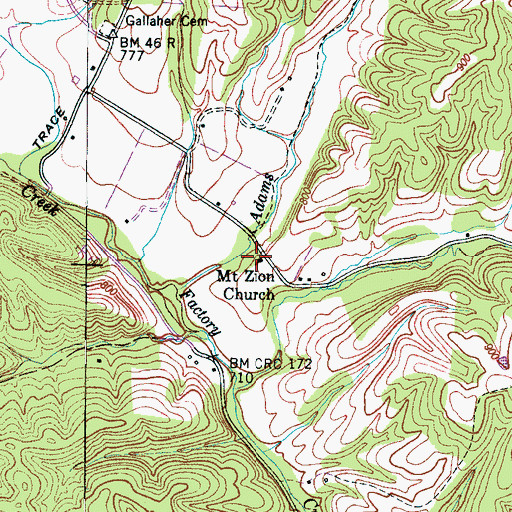 Topographic Map of Mount Zion Church, TN