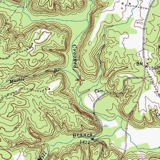 Topographic Map of Muckle Branch, TN