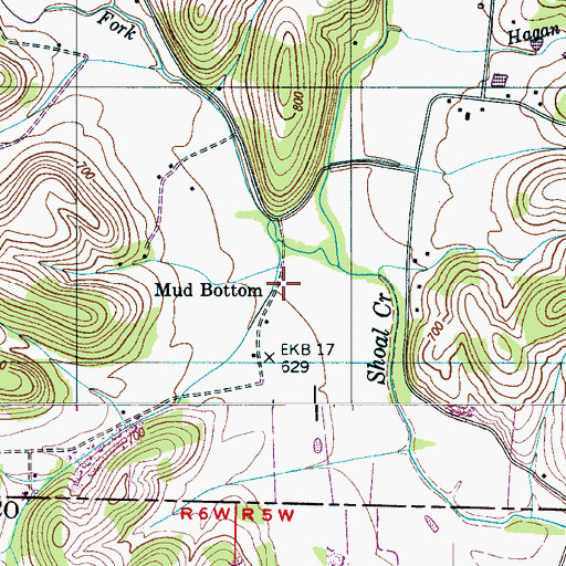 Topographic Map of Mud Bottom, TN