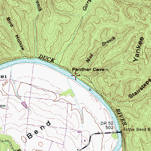 Topographic Map of Mud Branch, TN
