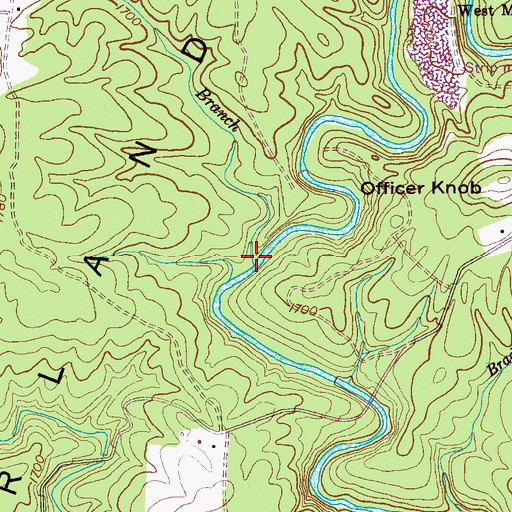 Topographic Map of Mud Branch, TN