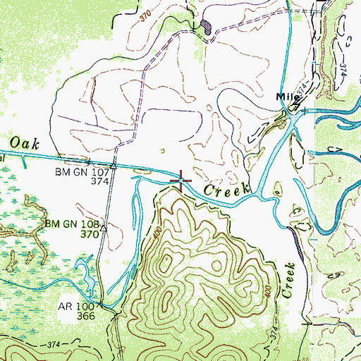 Topographic Map of Mud Creek, TN