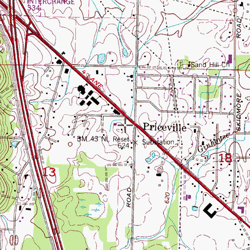 Topographic Map of Robinson Private Airport (historical), AL