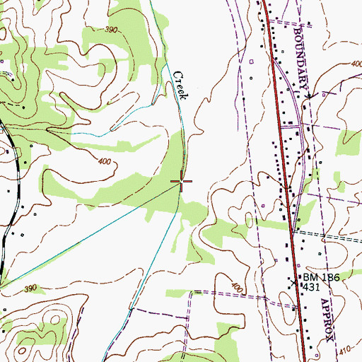 Topographic Map of Mud Creek, TN