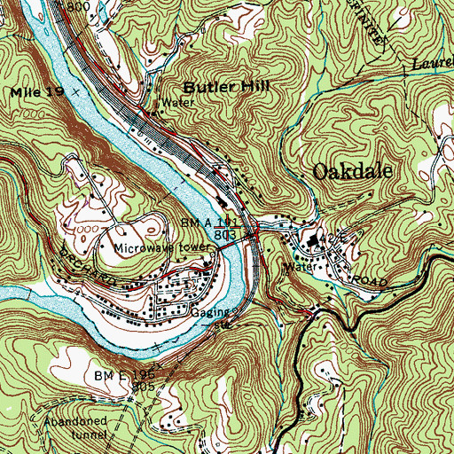 Topographic Map of Mud Creek, TN