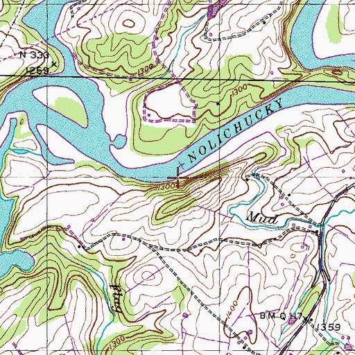 Topographic Map of Mud Creek, TN