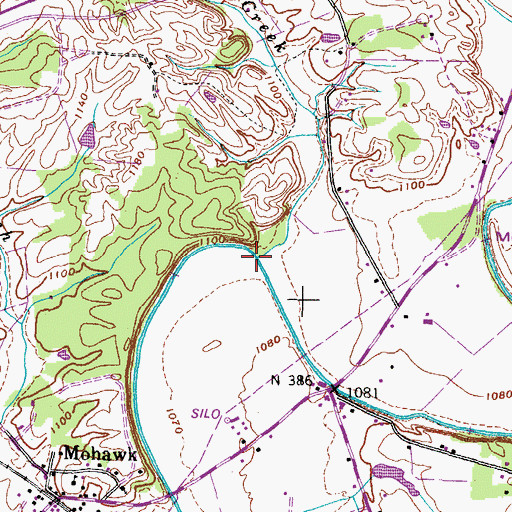 Topographic Map of Mud Creek, TN
