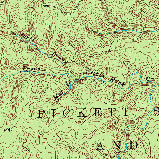 Topographic Map of Mud Creek, TN