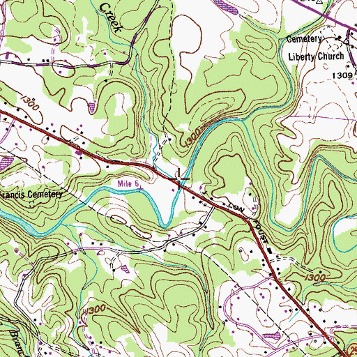 Topographic Map of Mud Creek, TN