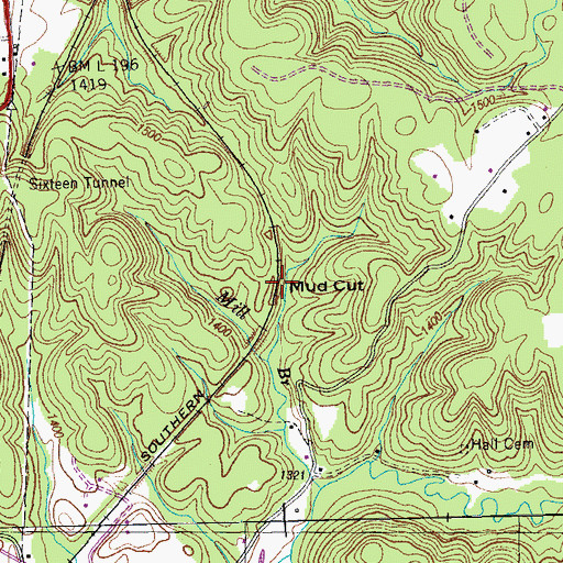 Topographic Map of Mud Cut, TN