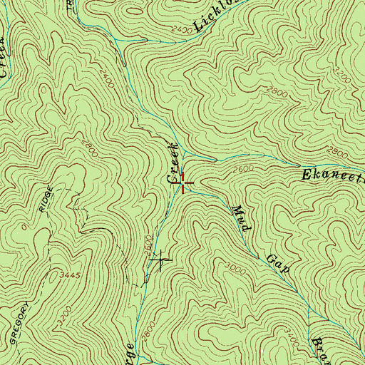 Topographic Map of Mud Gap Branch, TN