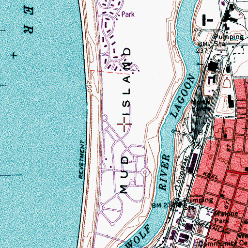 Topographic Map of Mud Island, TN