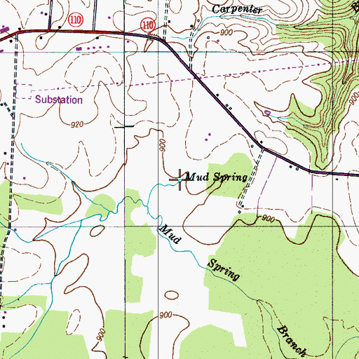 Topographic Map of Mud Spring, TN