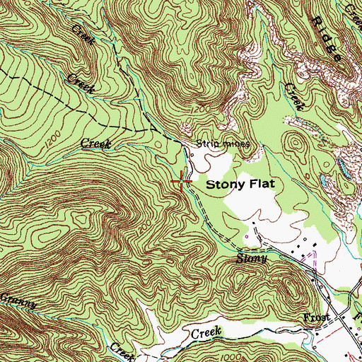 Topographic Map of Mud Suck Creek, TN