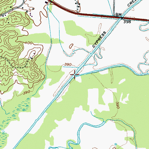 Topographic Map of Muddy Creek, TN