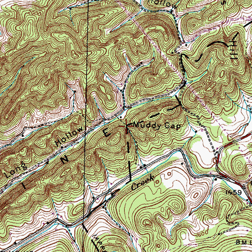 Topographic Map of Muddy Gap, TN
