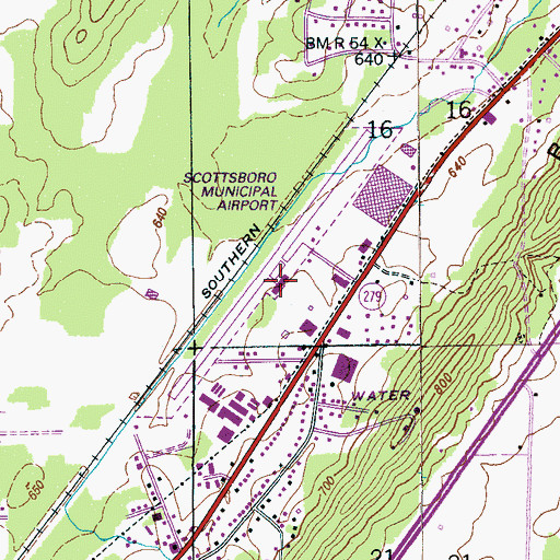 Topographic Map of Scottsboro Municipal Airport-Word Field, AL