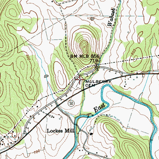 Topographic Map of Mulberry Cemetery, TN