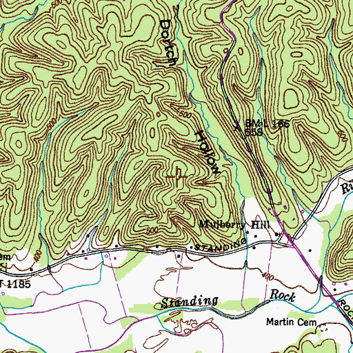 Topographic Map of Mulberry Hill, TN