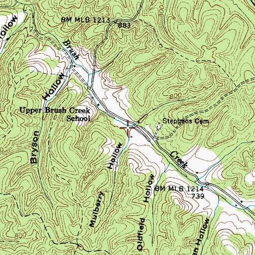 Topographic Map of Mulberry Hollow, TN