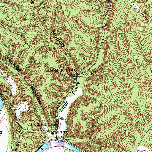 Topographic Map of Mule Hollow, TN