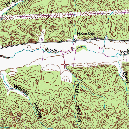 Topographic Map of Mule Hollow, TN