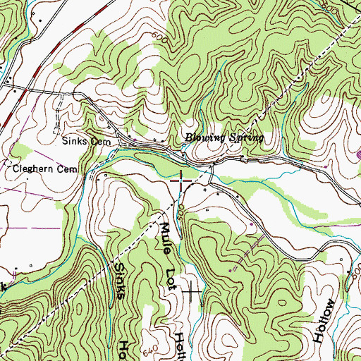 Topographic Map of Mule Lot Hollow, TN