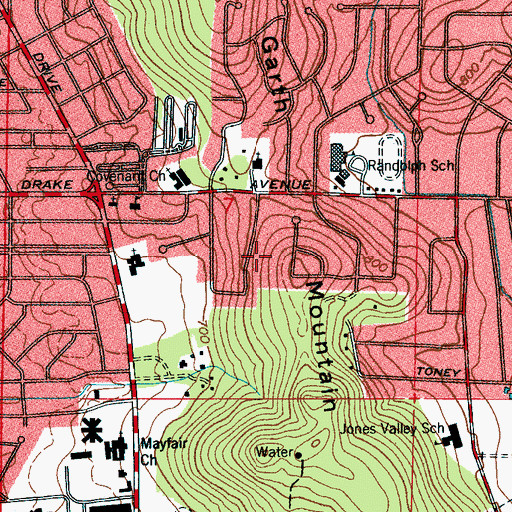 Topographic Map of Piedmont Airport (historical), AL