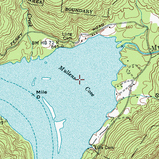 Topographic Map of Mullens Cove, TN