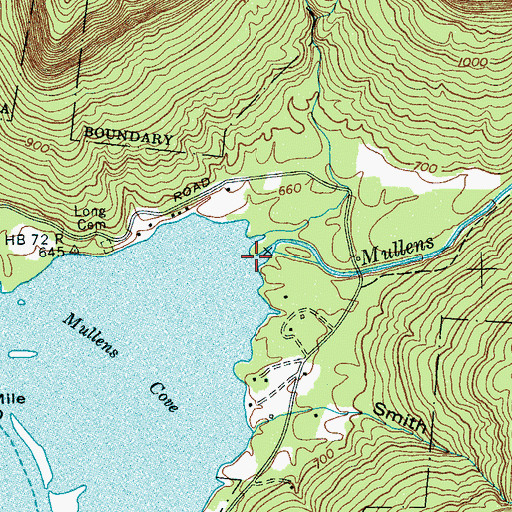 Topographic Map of Mullens Creek, TN