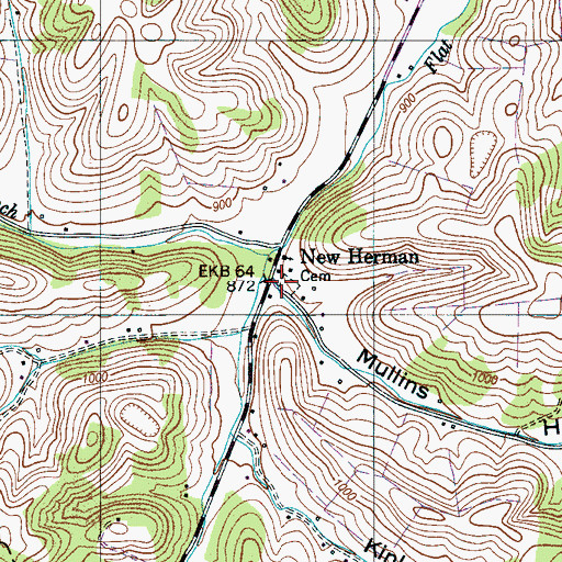 Topographic Map of Mullins Hollow, TN