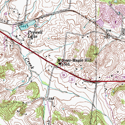 Topographic Map of Munsey-Maple Hill School, TN