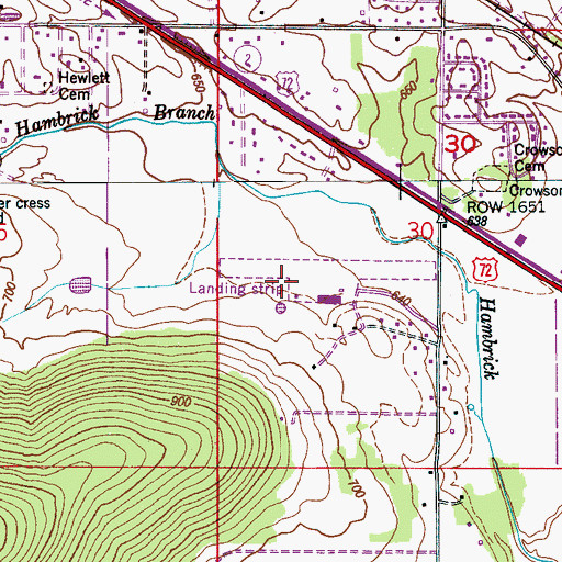 Topographic Map of Moontown Airport, AL