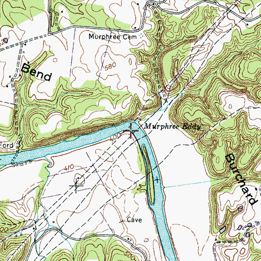 Topographic Map of Murphree Eddy, TN