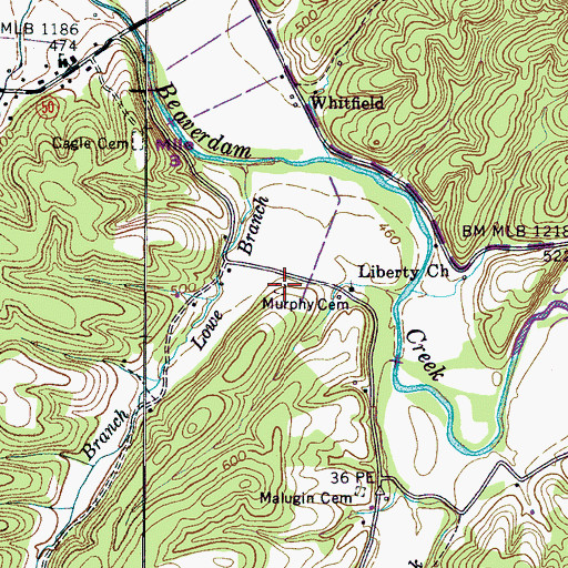 Topographic Map of Murphy Cemetery, TN