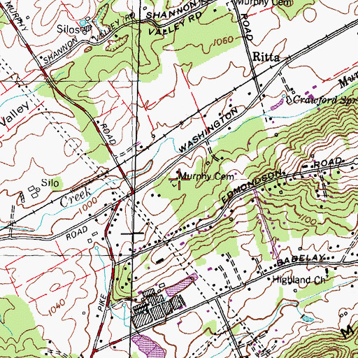 Topographic Map of Murphy Cemetery, TN