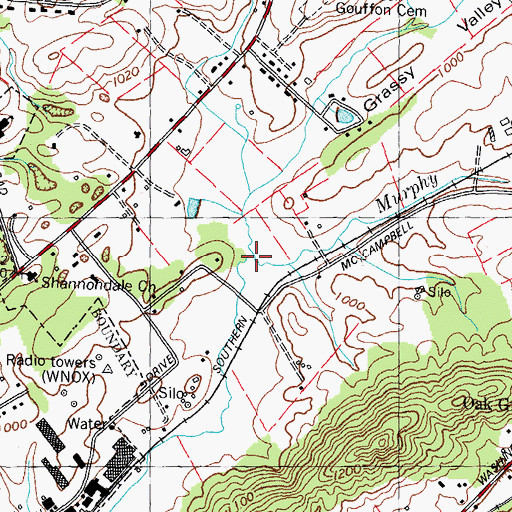 Topographic Map of Murphy Creek, TN