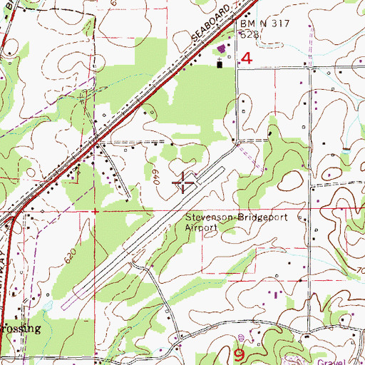 Topographic Map of Stevenson Airport, AL