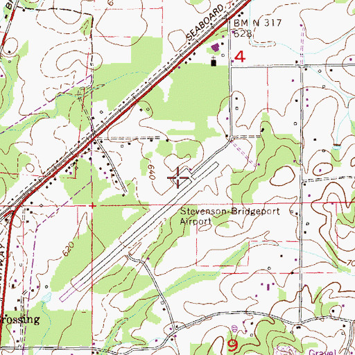 Topographic Map of Stevenson Airport, AL