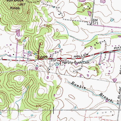 Topographic Map of Murphy-Bush Cemetery, TN