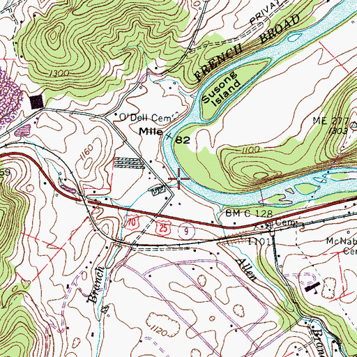 Topographic Map of Murray Branch, TN