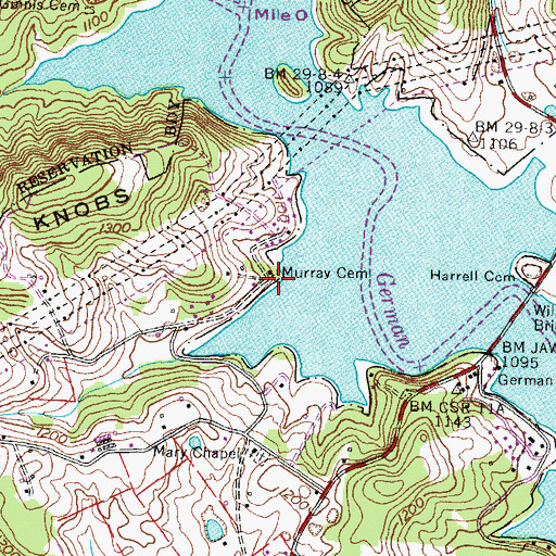 Topographic Map of Murray Cemetery, TN