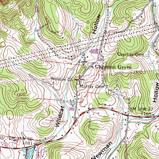 Topographic Map of Murray Cemetery, TN