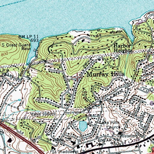 Topographic Map of Murray Hills, TN