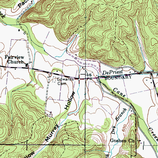 Topographic Map of Murray Hollow, TN